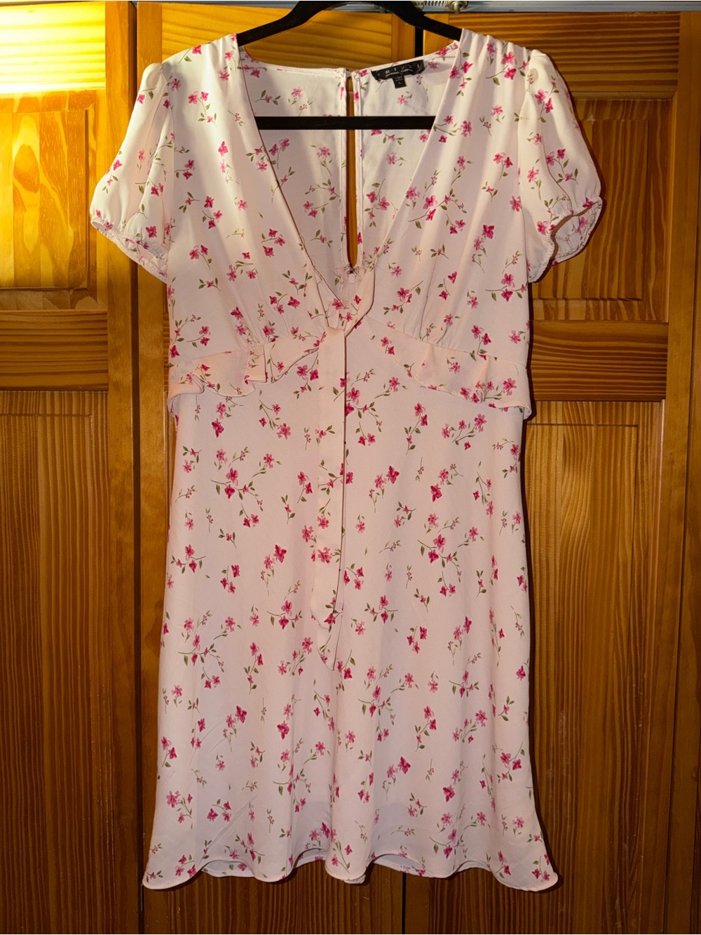 Trixxi Cream Mini Dress with Pink Floral Print